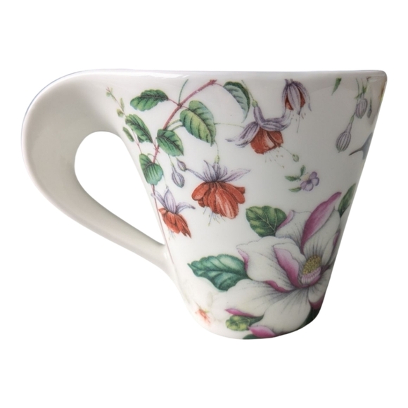 Adeline Fine Porcelain Tea Cup & Saucer Unique Floral Butterfly Hummingbirds - Picture 5 of 11